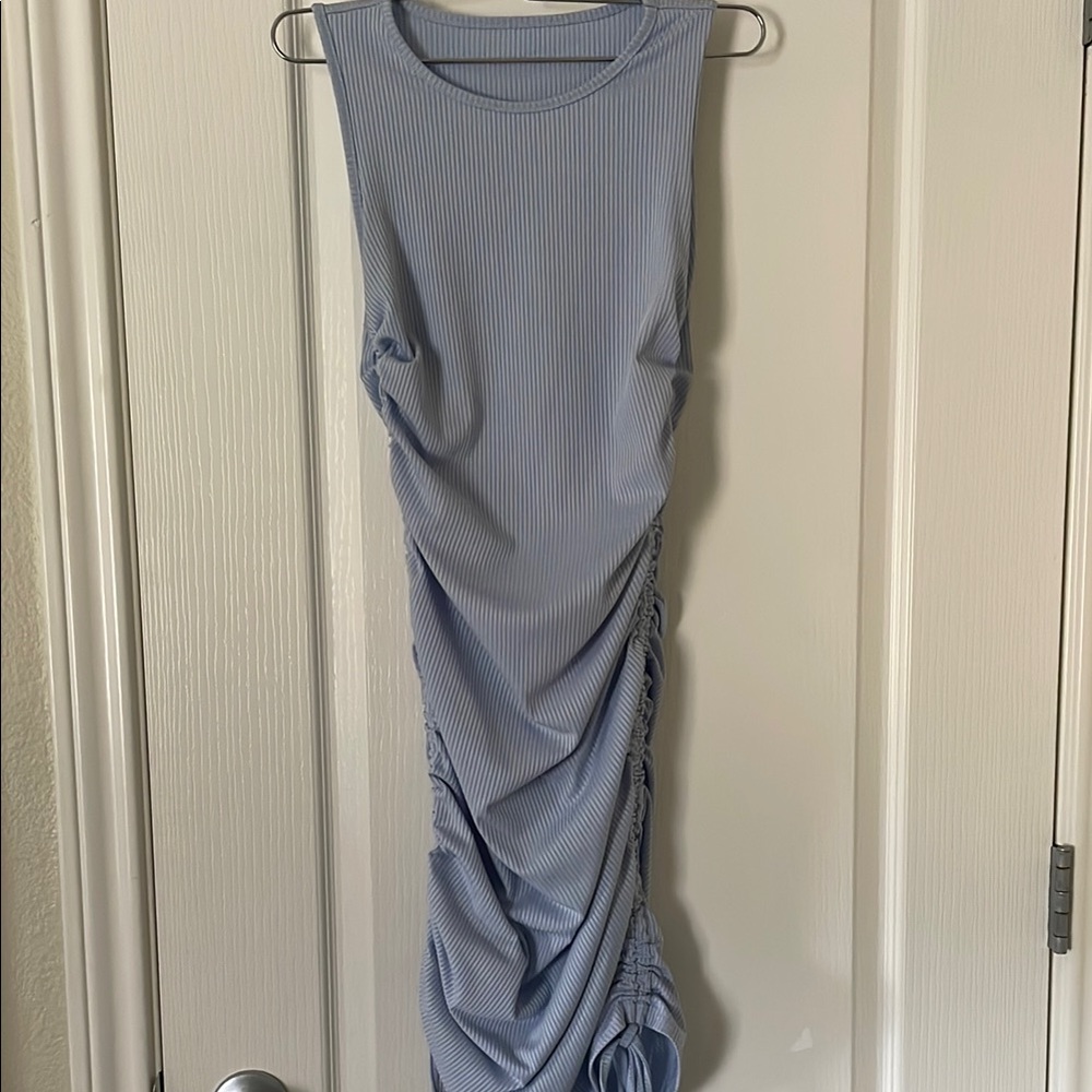 Ribbed Blue Sleeveless Dress